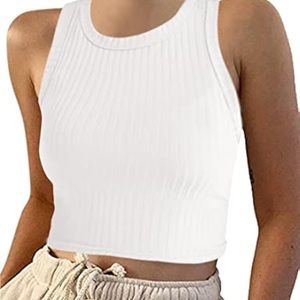 Crop Racerback Top Ribbed, color White size Small